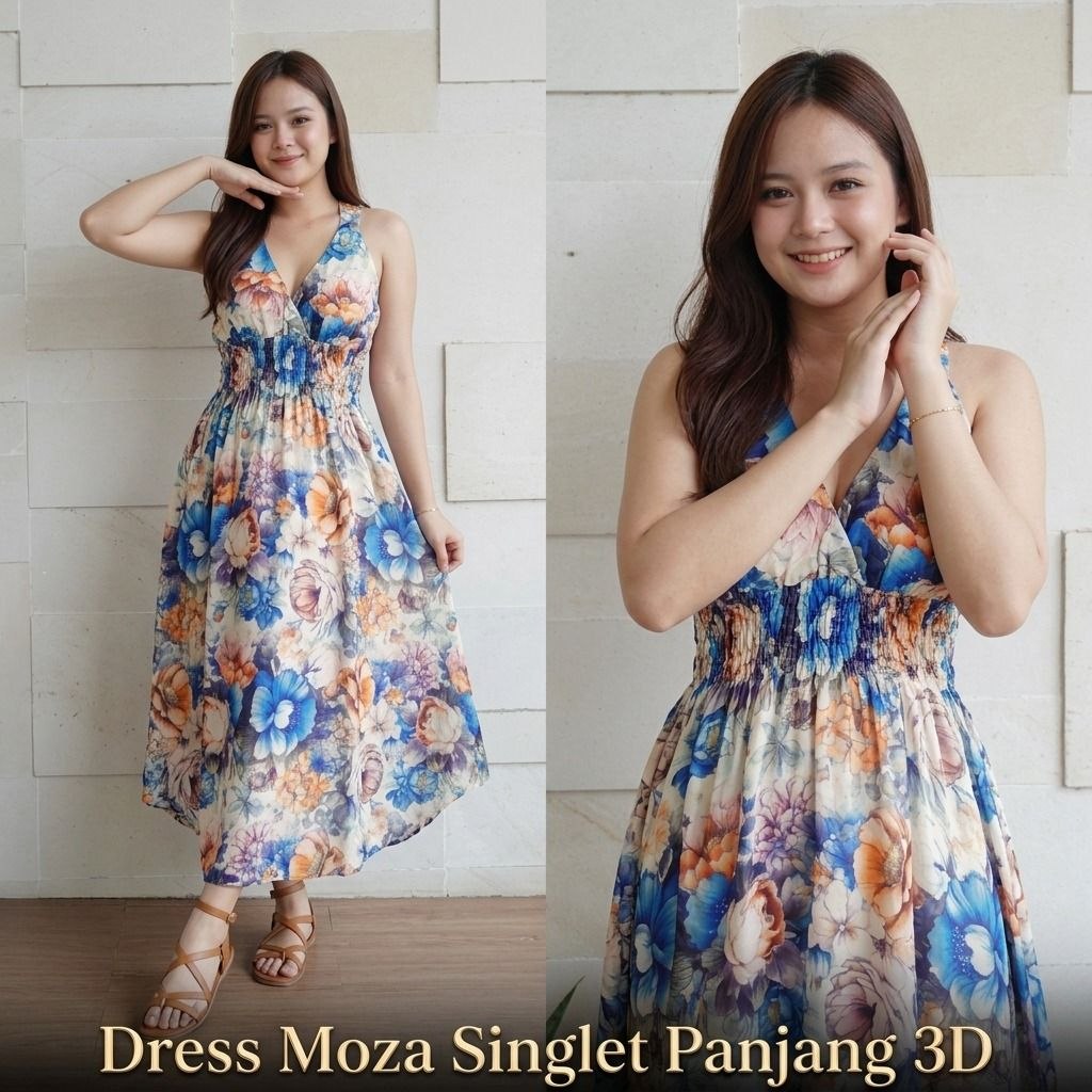 Dress Moza Singlet Panjang 3D